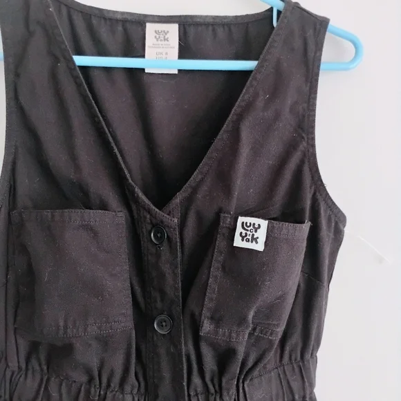 Lucy and Yak Jumpsuit Dungarees Organic Cotton Overalls Romper Black - Picture 5 of 14